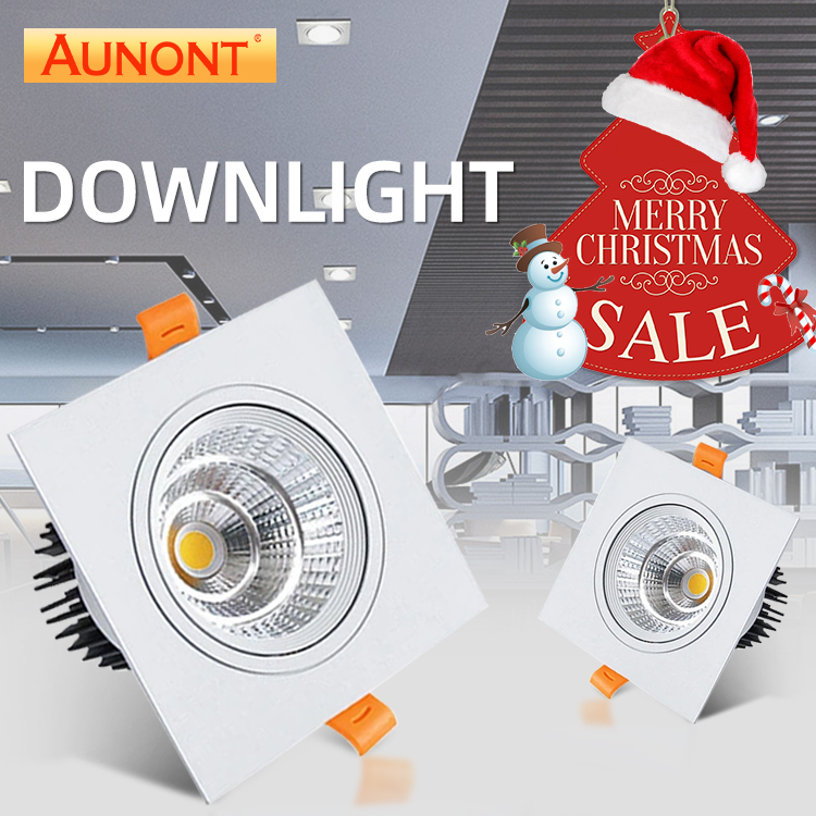 AUNONT White Square LED Spotlights Single-Head Spotlights Embedded Ceiling   Lamp COB Spotlights 7W