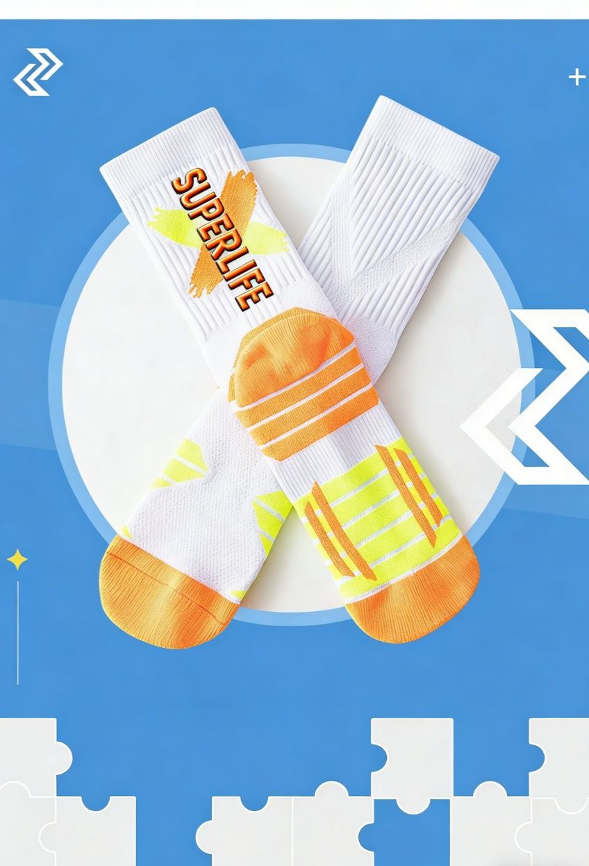 Men's High-Calf Marathon Running Socks, Professional Basketball Socks with Thickened Terry Sole, Cushioned Shock Absorption Athletic Socks for Running, Basketball, Training
