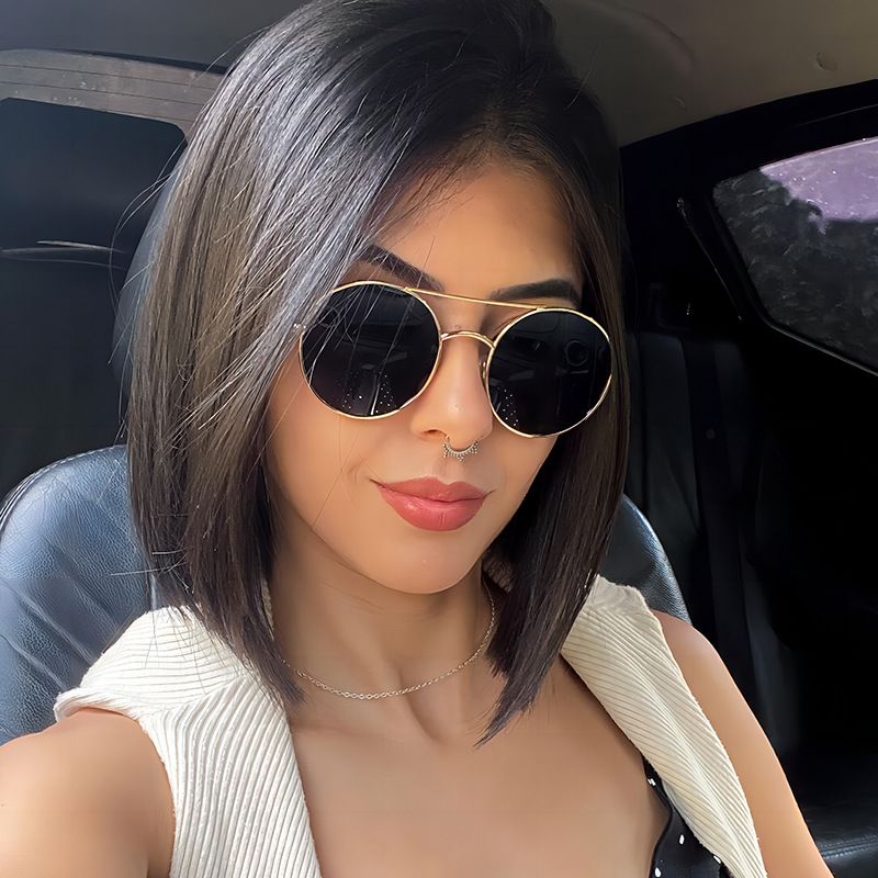875 Women's Vintage Metal Double Nose Bridge Sunglasses Outdoor Sunscreen Sunglasses