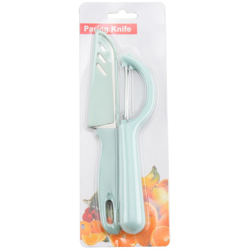 Paring knife kitchen fruit knife melon planer two-piece set cookingBlue