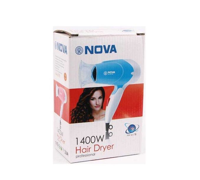 Nova Foldable Mini Travel Hair Dryer Strong Wine - Blue/White