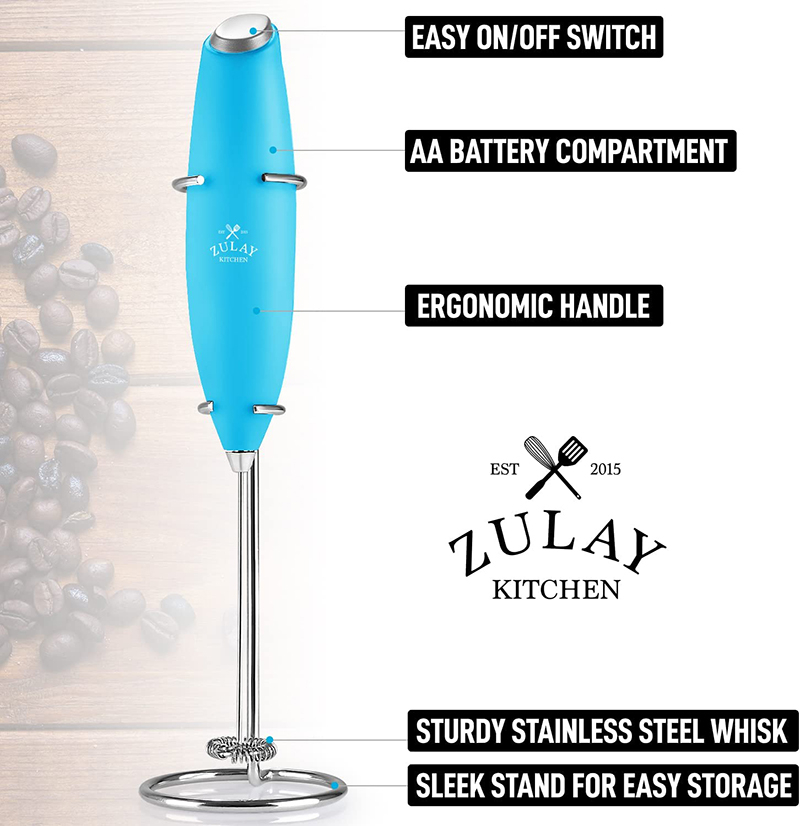 Ultron Milk Frother Electric - Battery Powered Coffee Blender Handheld - Easy to Use Coffee Blender Frother - Portable Mini Blender for Cappuccino, Smoothie, Matcha, Hot Chocolate, Mini Foamer