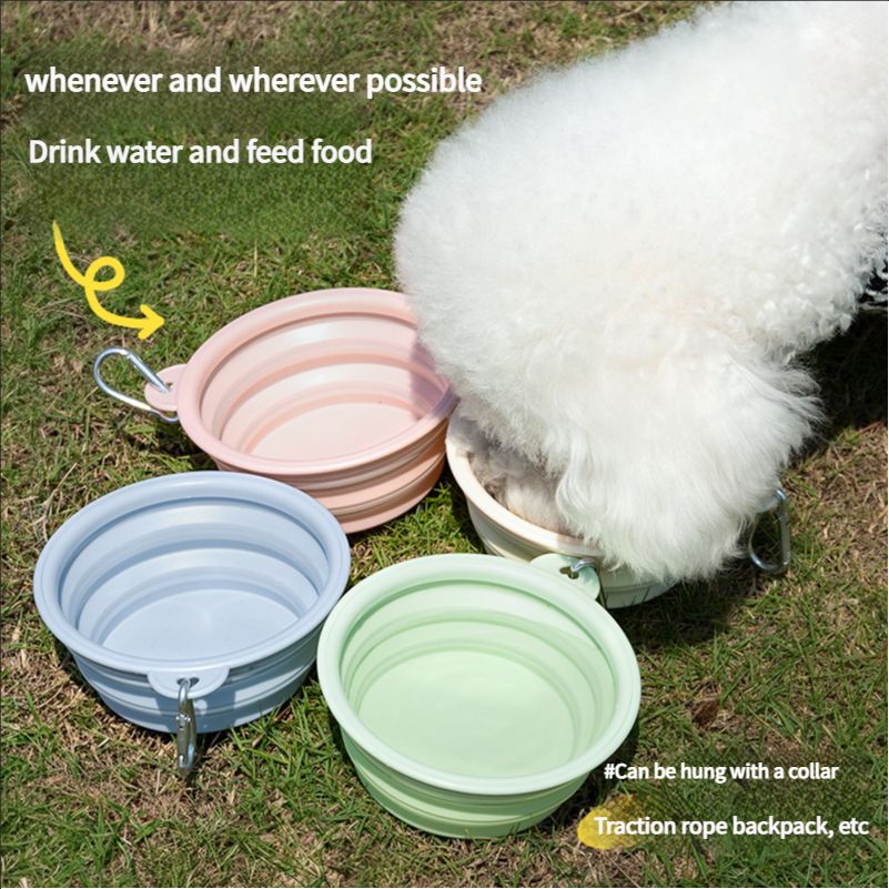 Portable folding drinking bowl, portable dog bowl, outdoor drinking water bowl, dog food bowl, silicone pet bowl, drinking water products