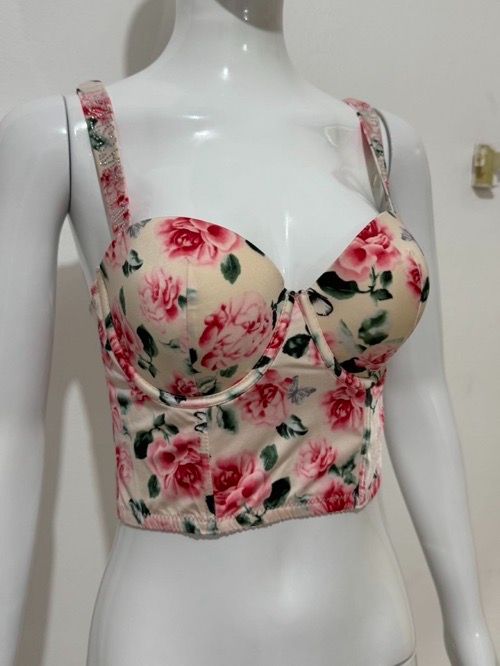 French printed herboned camisole women's summer wear sexy corset on top, sweet and spicy short with bandeau hottie top