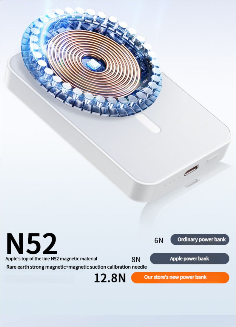 Suitable for Apple phones, Magsafe magnetic wireless power bank, fast charging, lightweight official mobile power bank