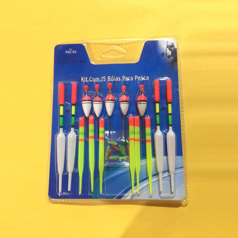 15Pcs  Vertical Buoy Sea Fishing Floats Assorted Size for Type of Angling with Attachment Rubbers Fishing Lures