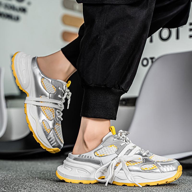 Youth Men Breathable Slip On Loafers Sneaker Teenagers Lace-Up Fashion Casual Footwears Male Platform Sports Shoes Daily Leisure