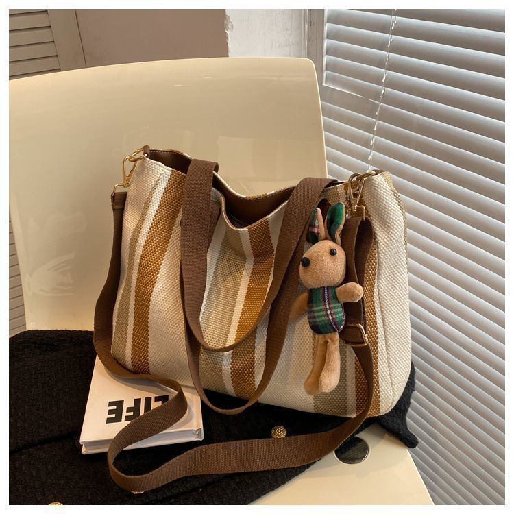 New Fashion Shoulder Bag, Large Capacity Canvas Texture Handbag, Minimalist Casual Commute Tote Bag For Daily Use
