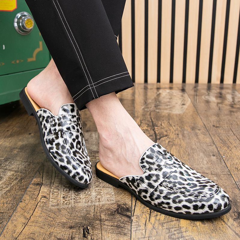 Youth Men Leisure Cool Mules Man Summer Slippers Fashion Casual Leather Loafers Flats Shoes Pu Breathable Slip On Footwears For