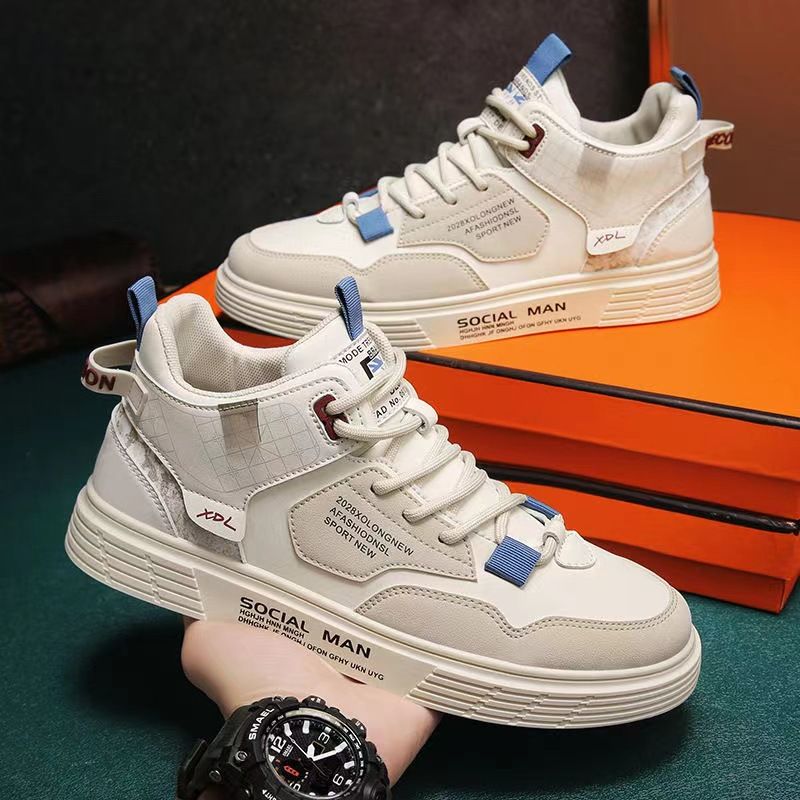 Skateboarding Shoe New High Top Shoes for Spring Summer Men's Flat Bottomed Board Shoes Trendy Versatile Student Casual Single Shoes for Men