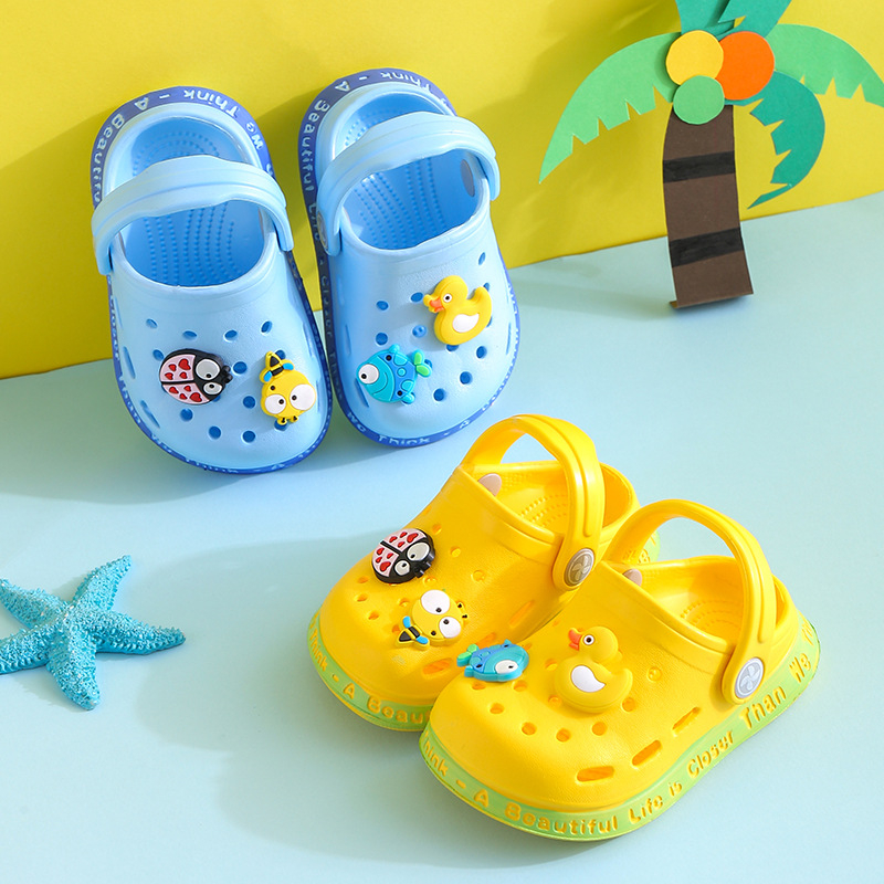 Yellow Duckie Summer sandals kids Mules Baby Boys Girls Cartoon baby Sandals Flat Heels Solid Cartoon Slippers Children's Garden Shoes
