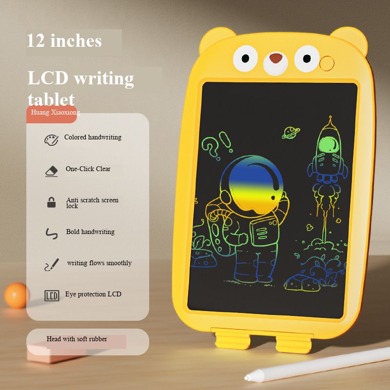 Children’s LCD Writing Tablet, Kids Small Blackboard, Baby Colorful Graffiti Electronic Drawing Pad, Toddler Erasable Handwriting Toy, Safe Eye-Protection Electronic Doodle BoardLittle Bear Yellow
