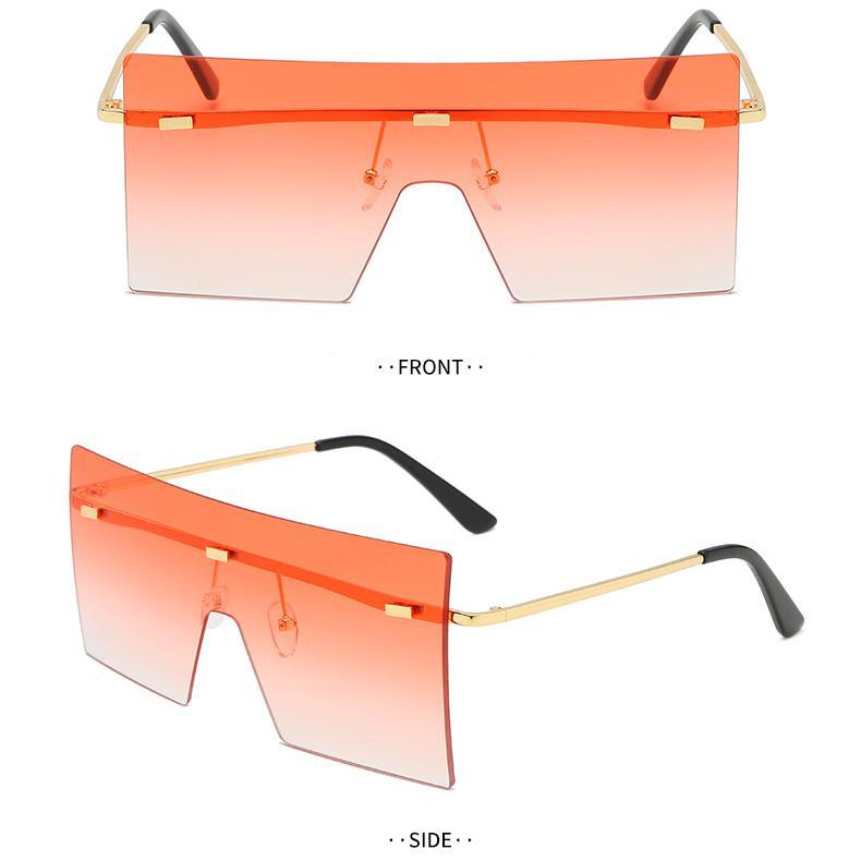 Frameless one-piece fashion sunglasses large frame rectangular sunglasses for women

