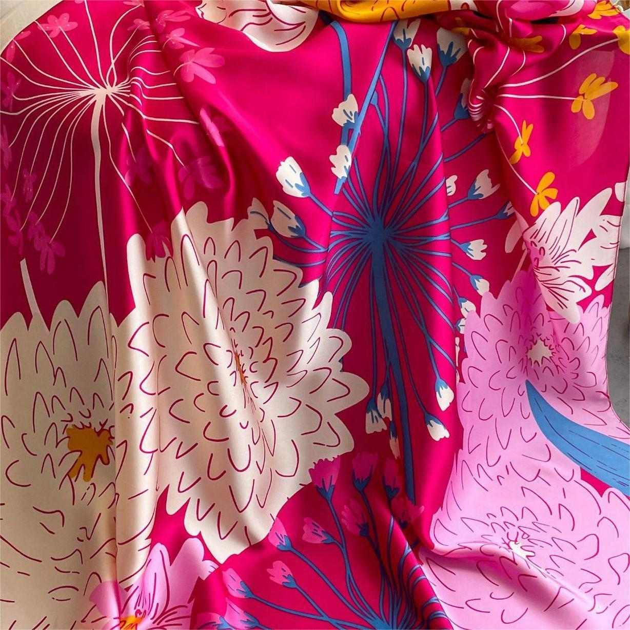 Women's Summer New Artificial Silk Satin Scarf Sunscreen Beach Silk Scarf