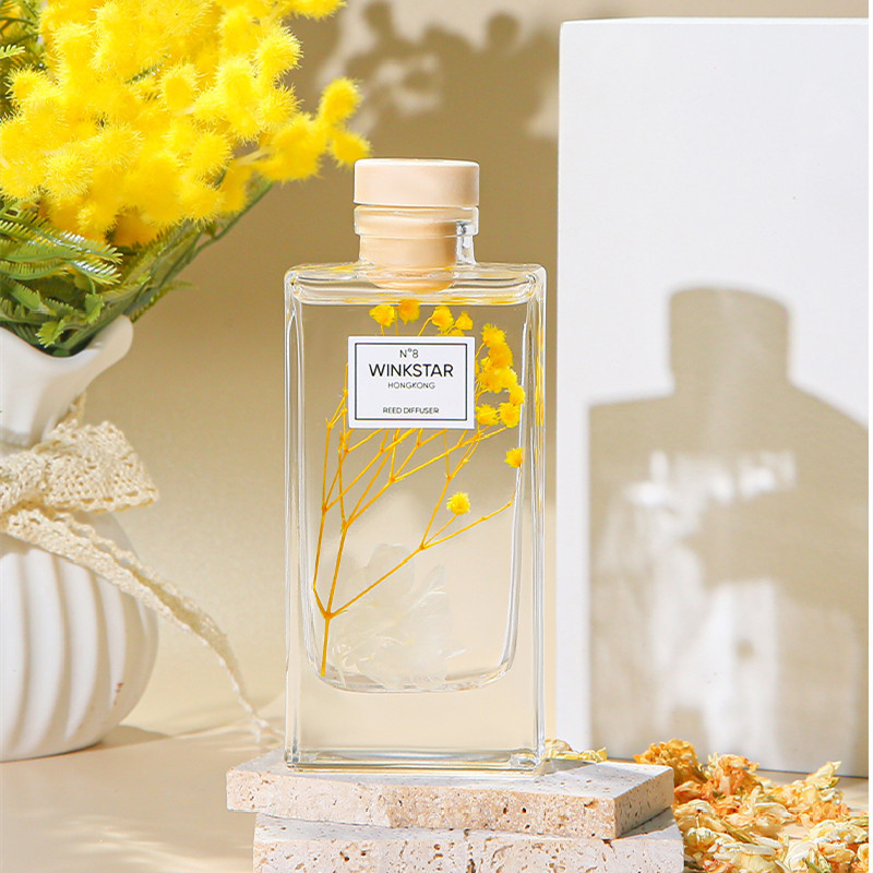 56235 150ML Empty Aromatherapy Bottles Home Fragrance Glass Bottles without Essential Oil and Rattan Sticks for Home Decor
