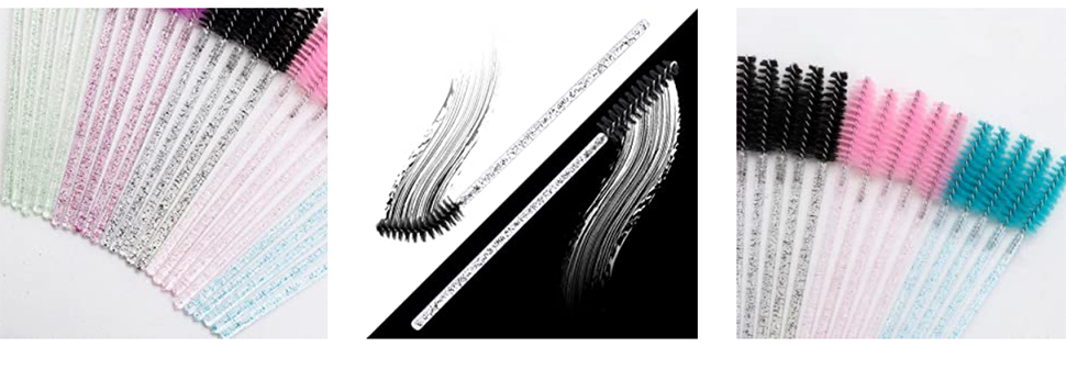 300 Disposable Mascara Wands Eyelash Brush Spoolies for Eye Lash Extension, Eyebrow and Makeup Crystal
