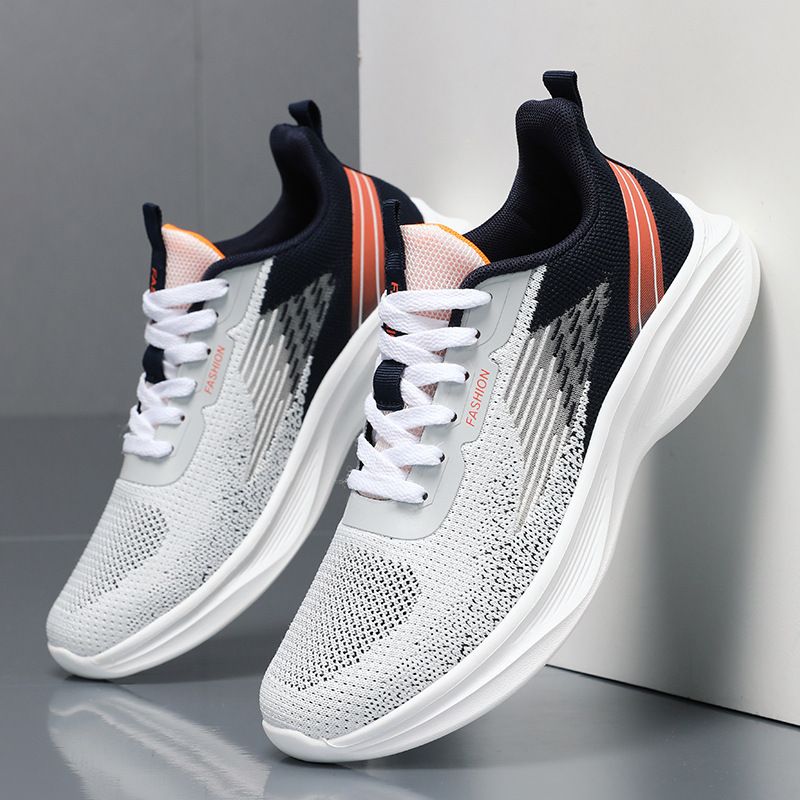Men's Breathable Mesh Running Sneakers, Lightweight Comfortable Sports Shoes, Casual Lace-up Walking Shoes, Lake Blue/Dark Blue/Dark Gray, EU 39-45