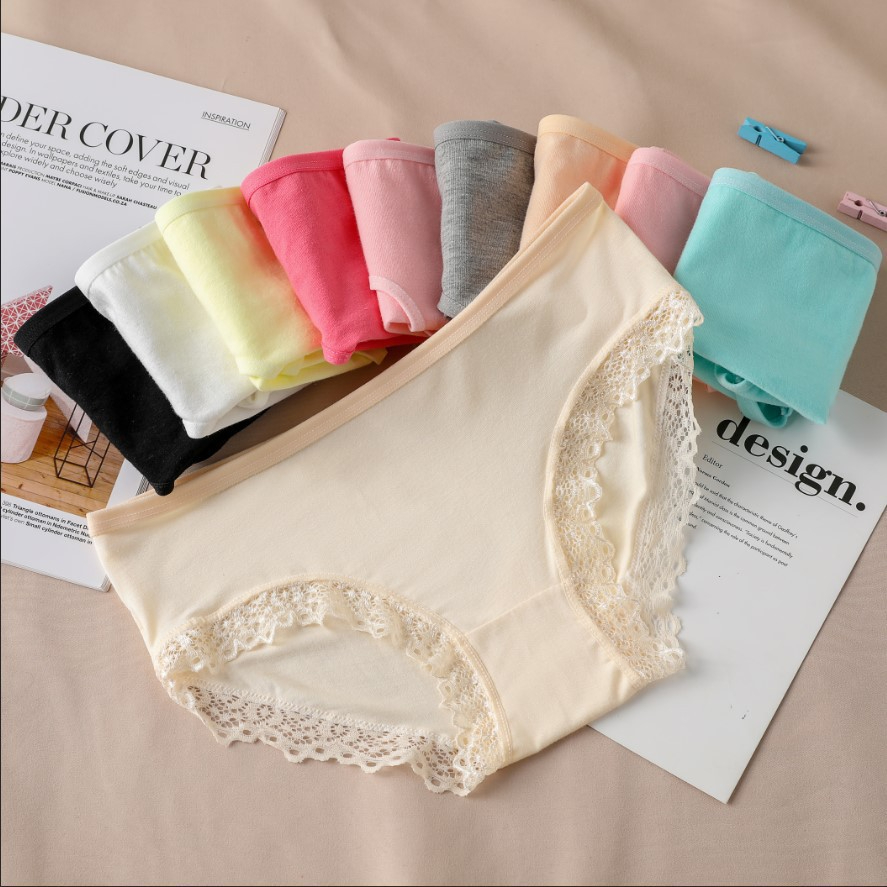 1/11Pcs/set Ladies Underwear Knickers Women's low waist lace Lingerie Solid Color Briefs Panties for 50-63kg