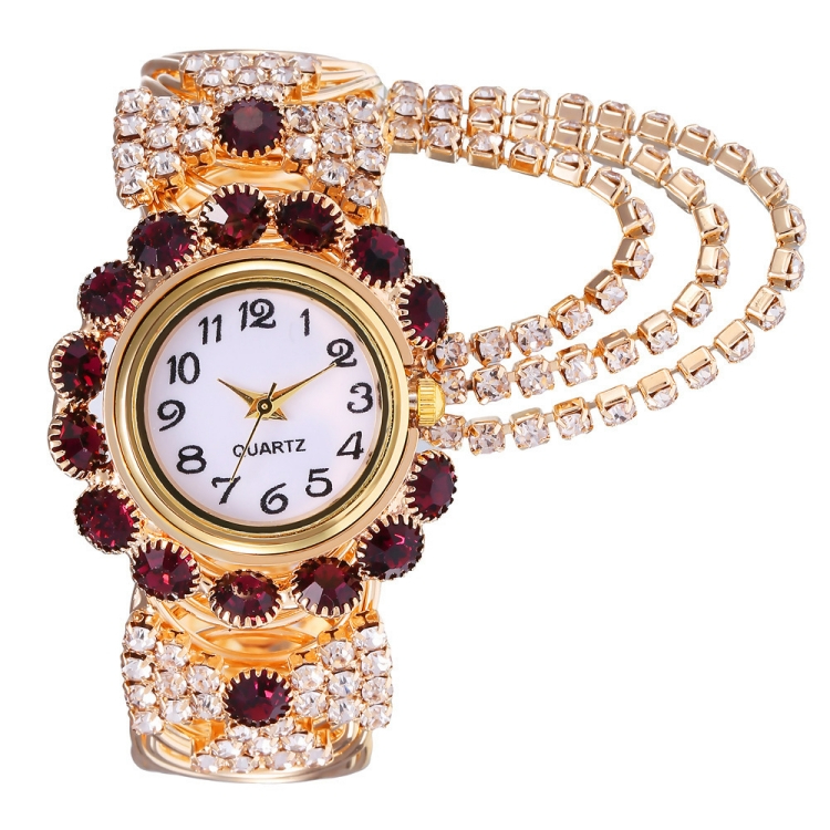 Wrist watch female jewelry Fashion trend lady watch Diamond insert number quartz Bracelet watch CRRSHOP women fashion trend presentcolor # 02