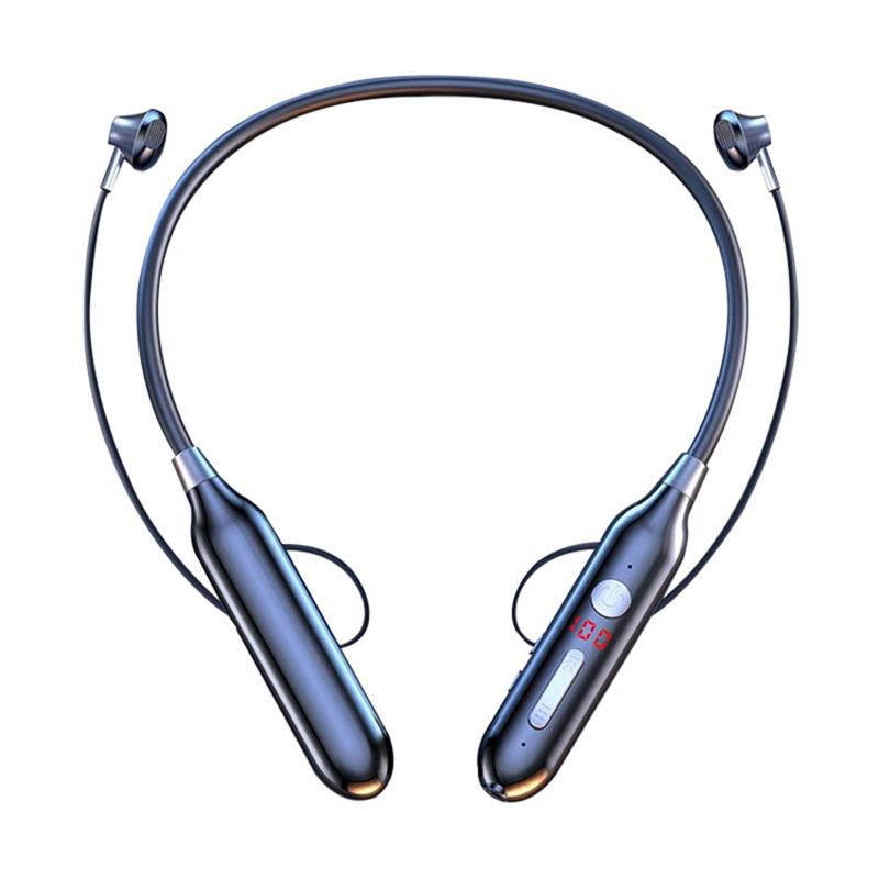 New 5.0 hanging neck hifi high sound quality wireless sports Bluetooth headset binaural hanging neck sports running can output audio, plug in headphone audio, plug in TF card to play, ultra long life of 100 hours