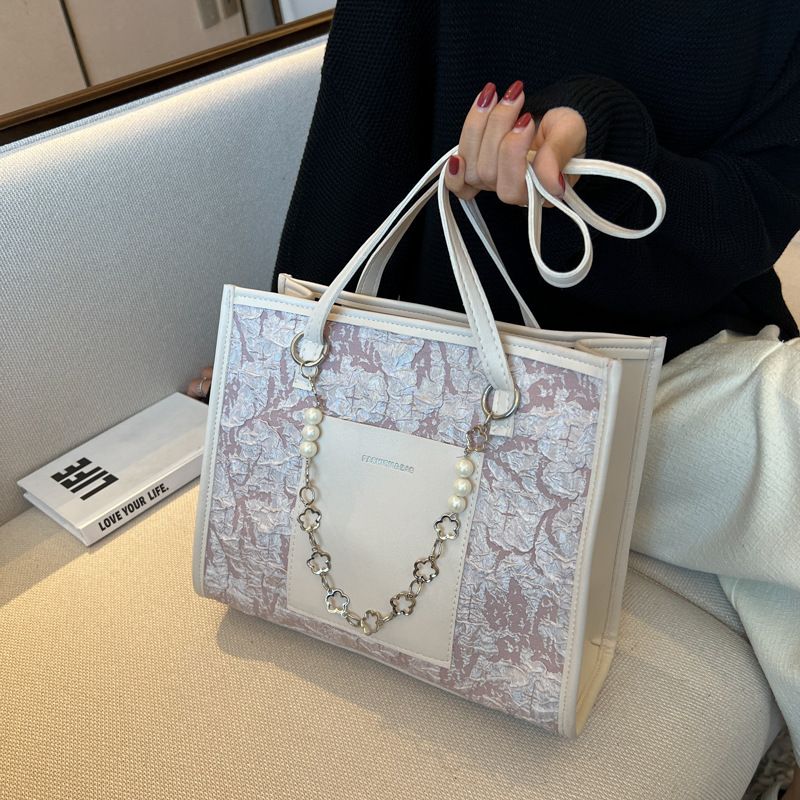 Net red fashion bag female 2025 new fashion summer large capacity pearl chain single shoulder crossbody armpit bag