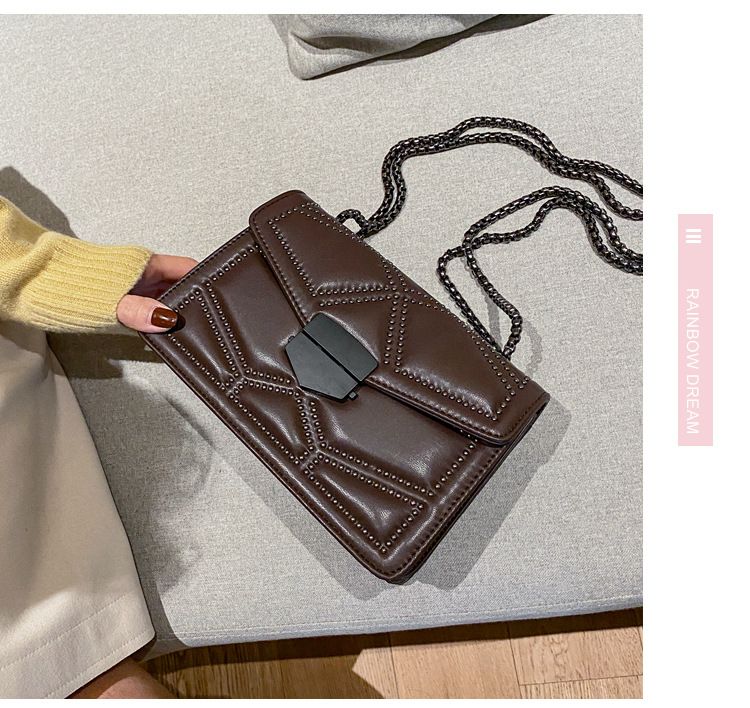 Black bag women's bag 2024 new fashion Korean version chain shoulder cross PU small square bag