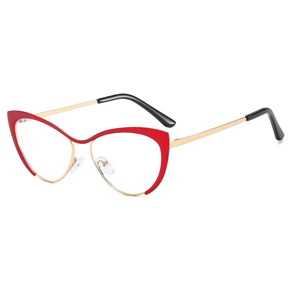 8303 Sexy Cat Eye Gold Metal Half Frame Glasses for Women Optical Computer Glasses Female Spectacles Fashion Eye-wear Eyeglasses