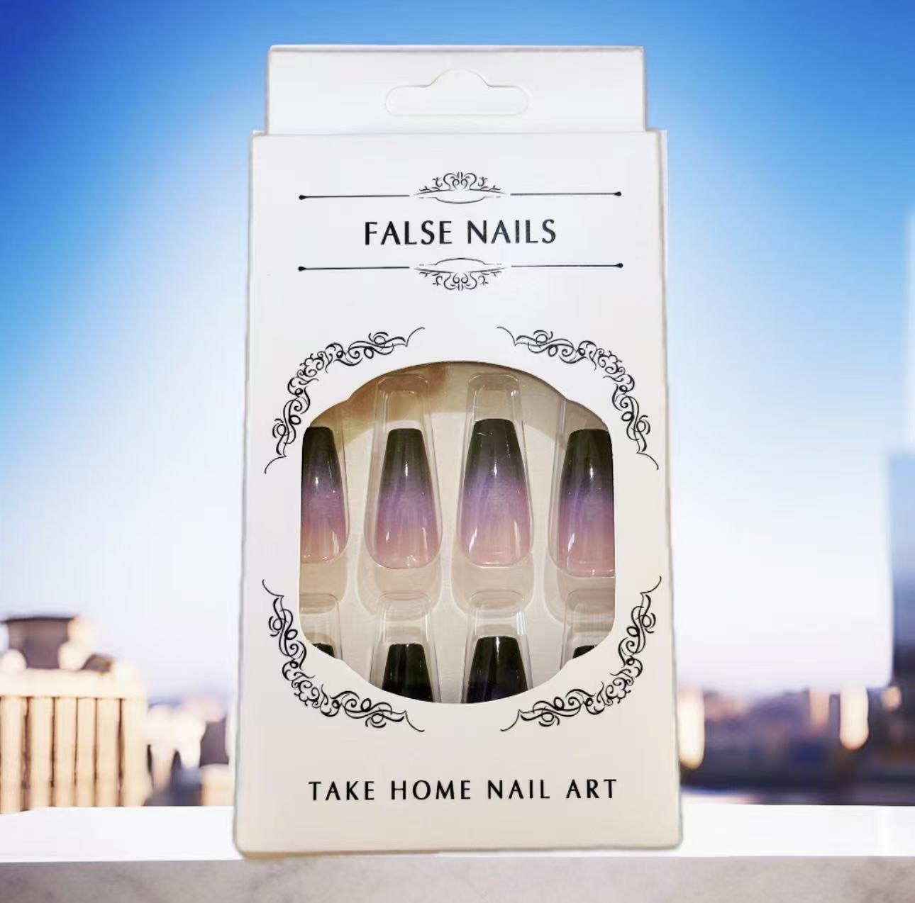 Press on Nail Medium Recyclable False Nails Full Cover Tips Fake Nails 24pcs with Designs Fake Nail for Women and Girls（no glue）03