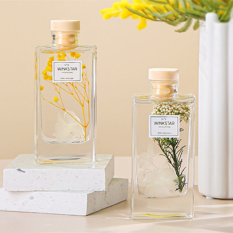 56235 150ML Empty Aromatherapy Bottles Home Fragrance Glass Bottles without Essential Oil and Rattan Sticks for Home Decor
