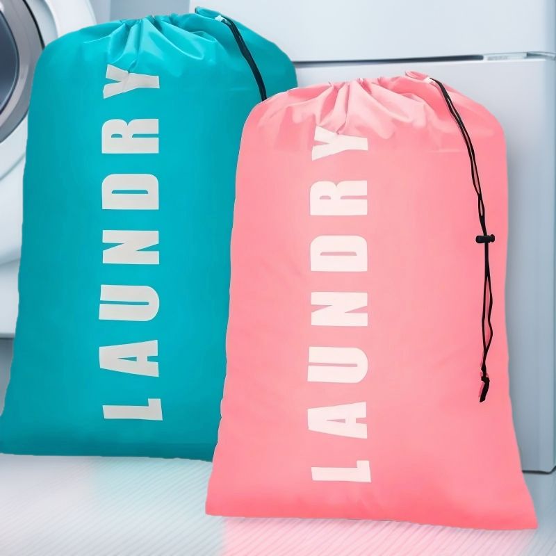 Waterproof Oxford Cloth Drawstring Laundry Bag, Portable Travel Storage Pouch with Printed Design, Large Capacity Collapsible Dirty Clothes Organizer, Lightweight Dustproof Bag for Home, Travel, Moving, and Daily Sundries Storage
