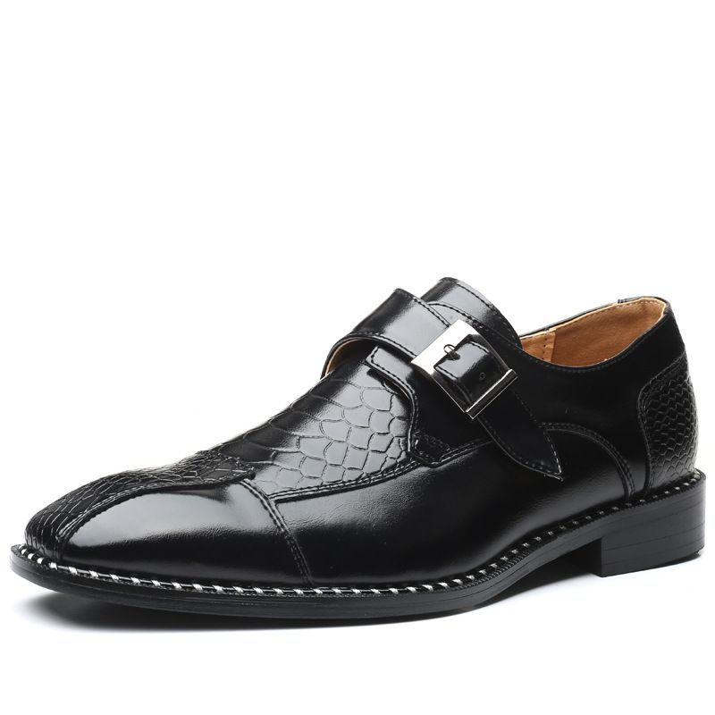 Spring new business casual men's shoes: British pointed-toe leather shoes, men's belt-buckle trendy shoes, men's cross-border shoes