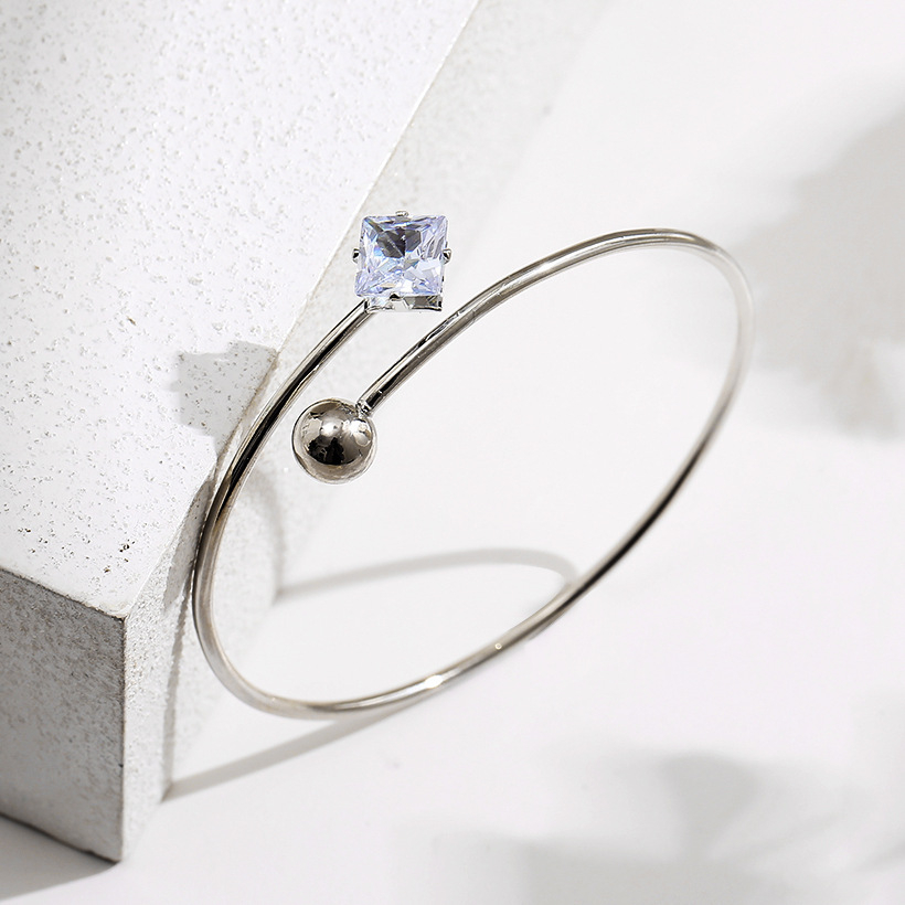 5519901 Adjustable Crystal Cuff Opening Bracelet Simple Rhinestone Beads Bangles Bracelet For Women Wedding Jewelry Gifts