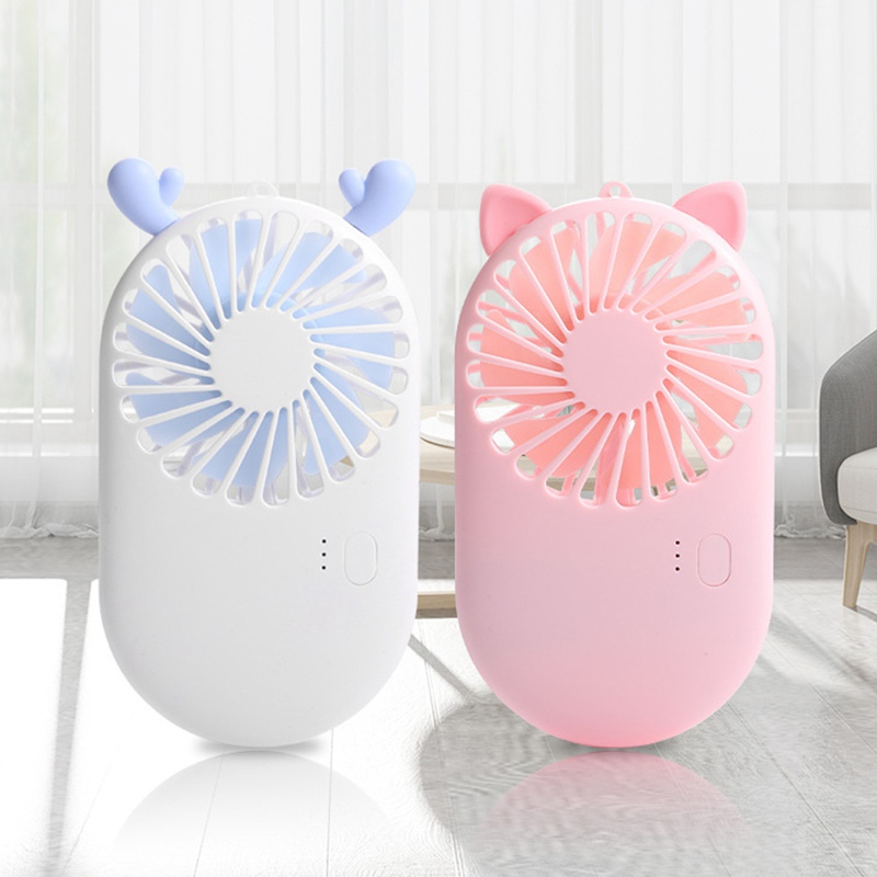 1PCs Cute Portable Mini Fan Handheld USB Chargeable Desktop Fans 3 Mode Adjustable Summer Cooler For Outdoor Travel OfficeRandom color