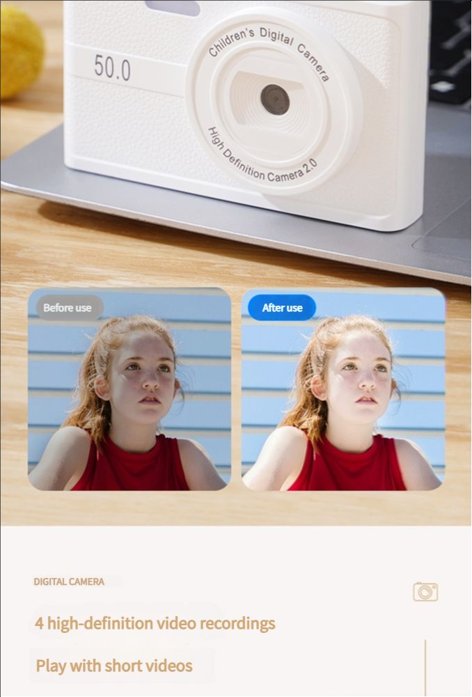 New CCD Digital Camera, Student and Children's Selfie Recorder, Portable Card Camera