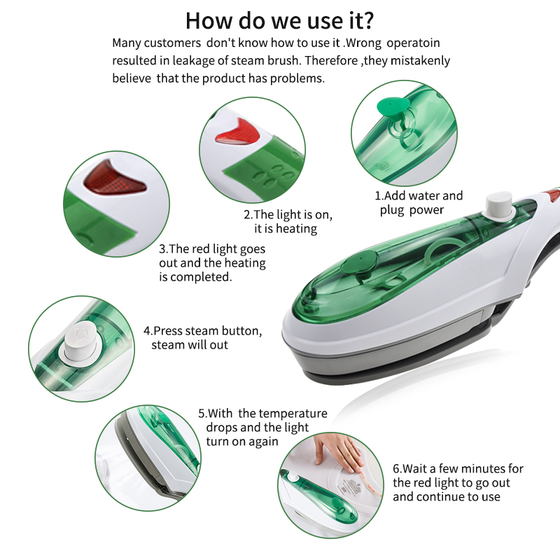 1000W Handheld Garment Steamer Brush Portable Steam Iron for Clothes Steam Generator Steamer for Underwear-EU Plug
