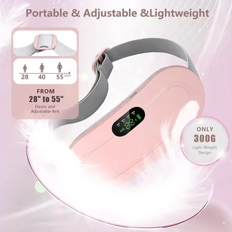 Rechargeable Cordless Waist-Heating Belt Menstrual Belly Pad 3-Speed Massager for Women