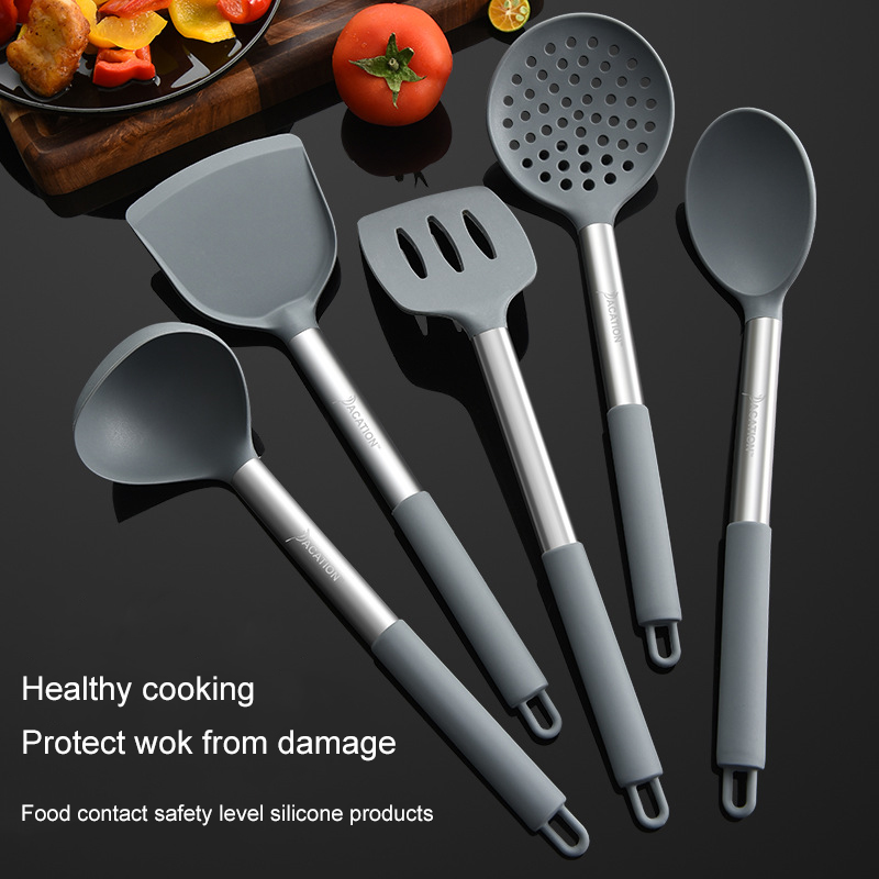 Silicone Kitchen Utensils for Cooking, BPA-free Stainless Steel Handle Heat Resistant Kitchen Gadgets Spatula