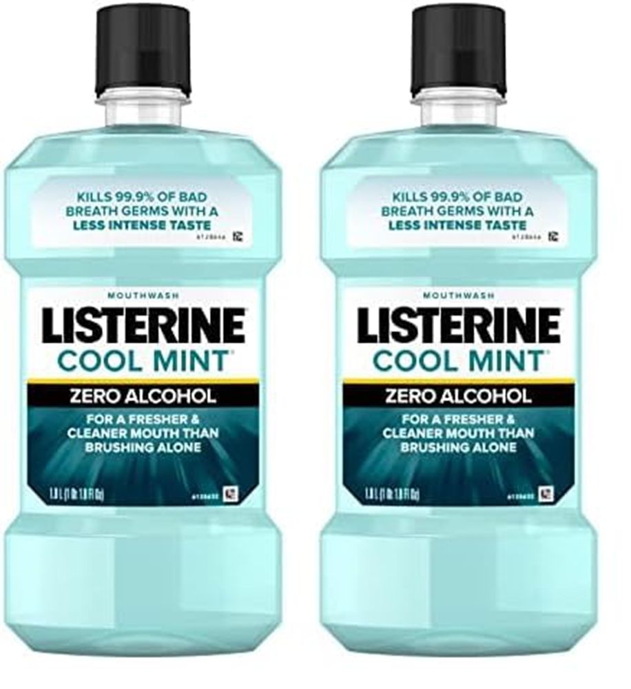 Listerine Cool Mint Antiseptic Mouthwash, Daily Oral Rinse Kills 99% of Germs That Cause Bad Breath, Plaque and Gingivitis for a Fresher, Cleaner Mouth, Cool Mint Flavor, 1.0 L, Pack of 3