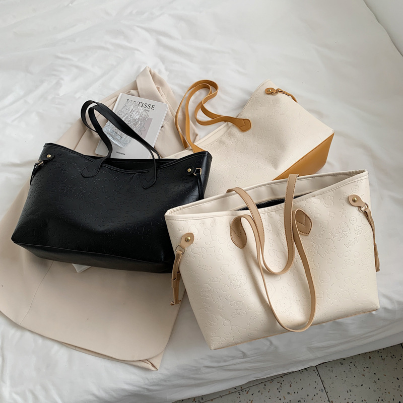 22-731-3 Womens Embossing Cartoon Pattern Large Tote Handbag Purse Shoulder Bag Travel Satchel Handbag