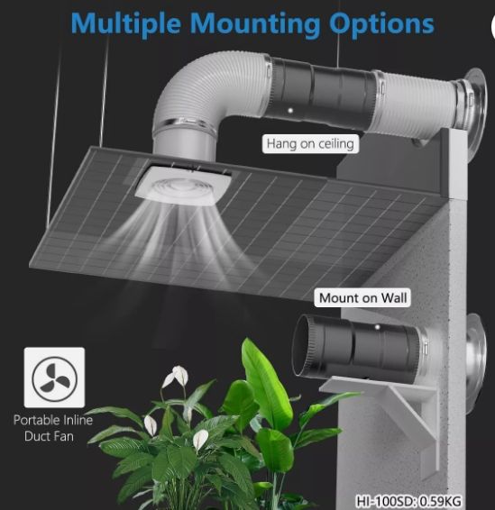 Powerful 4 Inch Inline Booster Duct Fan with Speed Controller - 130 CF4/BF4 Airflow
