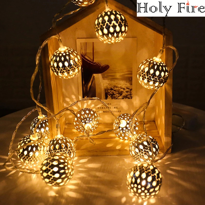 Holy Fire 10leds 1.5m Fairy Lights Moroccan Ball Strips Christmas Lights Battery-operated Garland Christmas Decoration Festoon led light