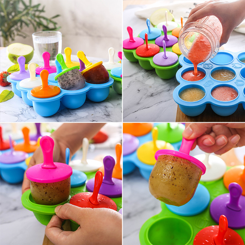 KU-21015 Ice Ball Mold Silicone Ice Cube Trays Whiskey Ice Ball Maker 7 Silicone Molds Maker For Party Bar