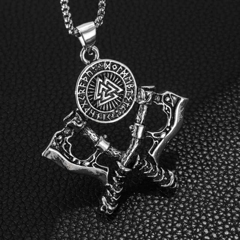 Viking Axe Pendant Necklace Hip hop punk chain free shipping