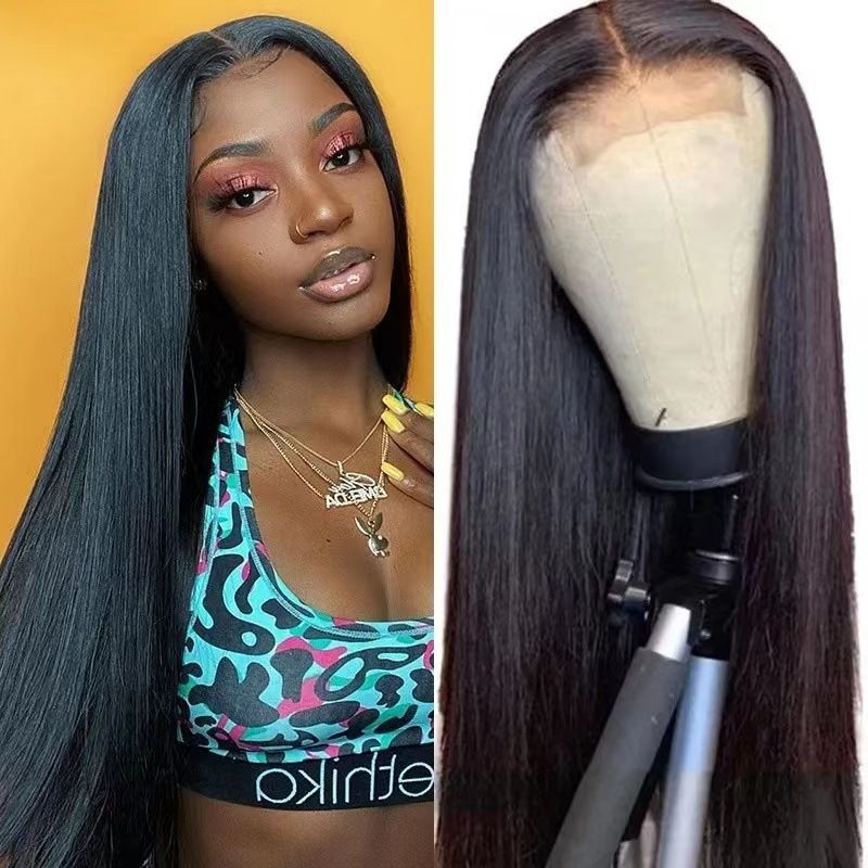 Middle Part Long Straight Wigs for Women, Fashion High Temperature Resistant Synthetic Fiber Full Head Straight Hair Wigs for Daily Dating Party
