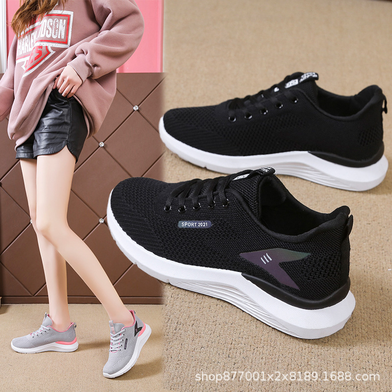 A88 Women Flying Woven Shoes Soft Soled Shoes Mesh Casual Walking Shoes