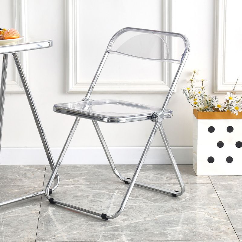 Home transparent folding chair fashionable acrylic crystal chair portable makeup chair ins style internet celebrity photo chair clothing store restaurant chairElectroplating-transparent