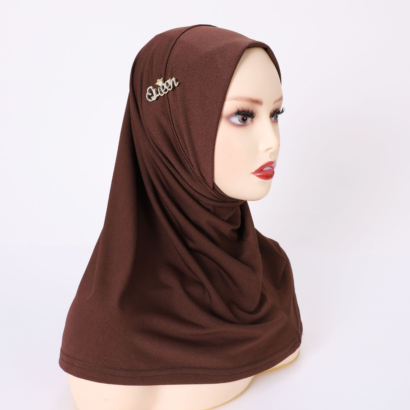 Muslim female headgear hat CRRshop free shipping hot sale women new fashion trend Exquisite White Headcover Style Crystal Linen Muslim Scarf Letter Alloy Ornament Headband Muslim Small Hat Scarf Headband