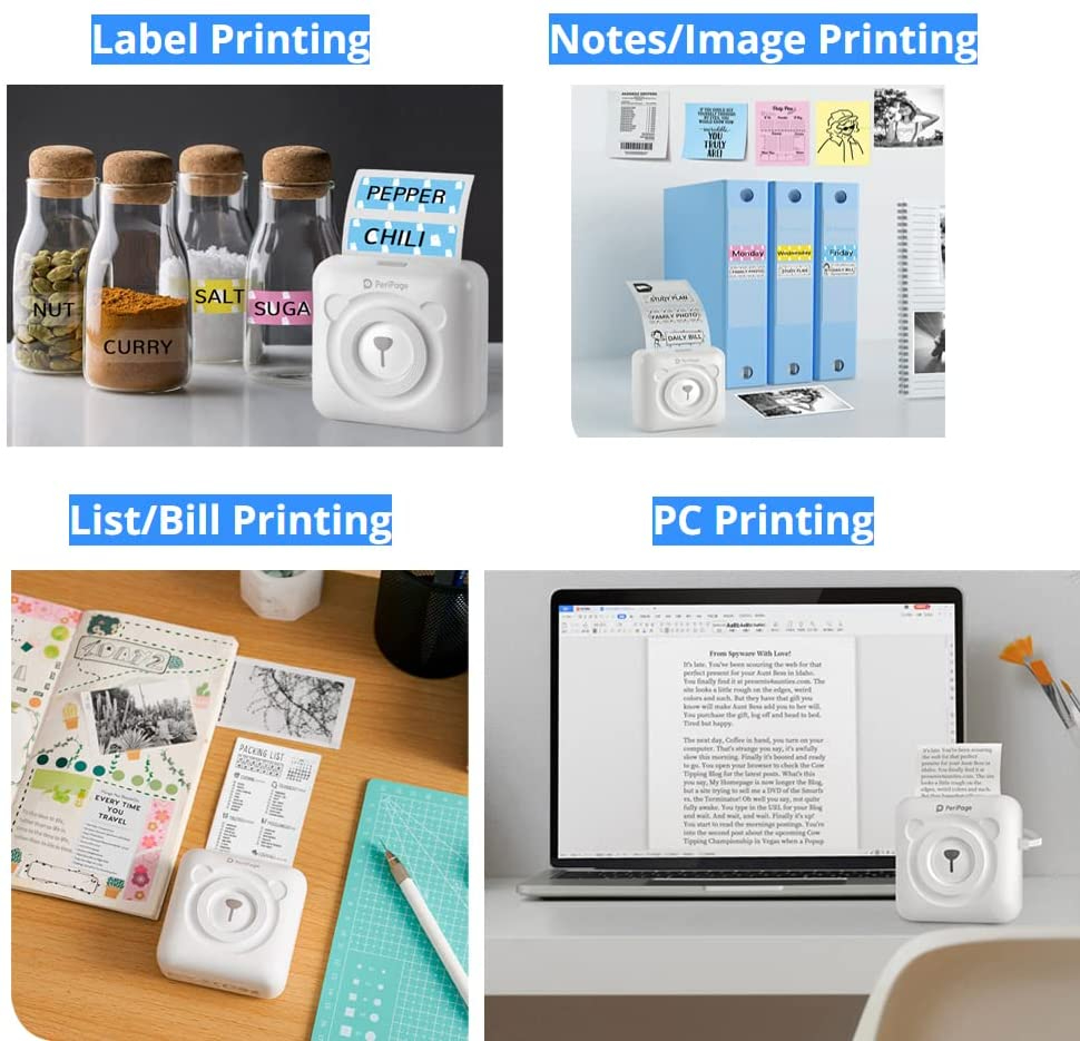 Peripage mini printer A6 inkless pocket printer Bluetooth mobile portable printer wireless thermal printer label printer photo printer file printer laser printer