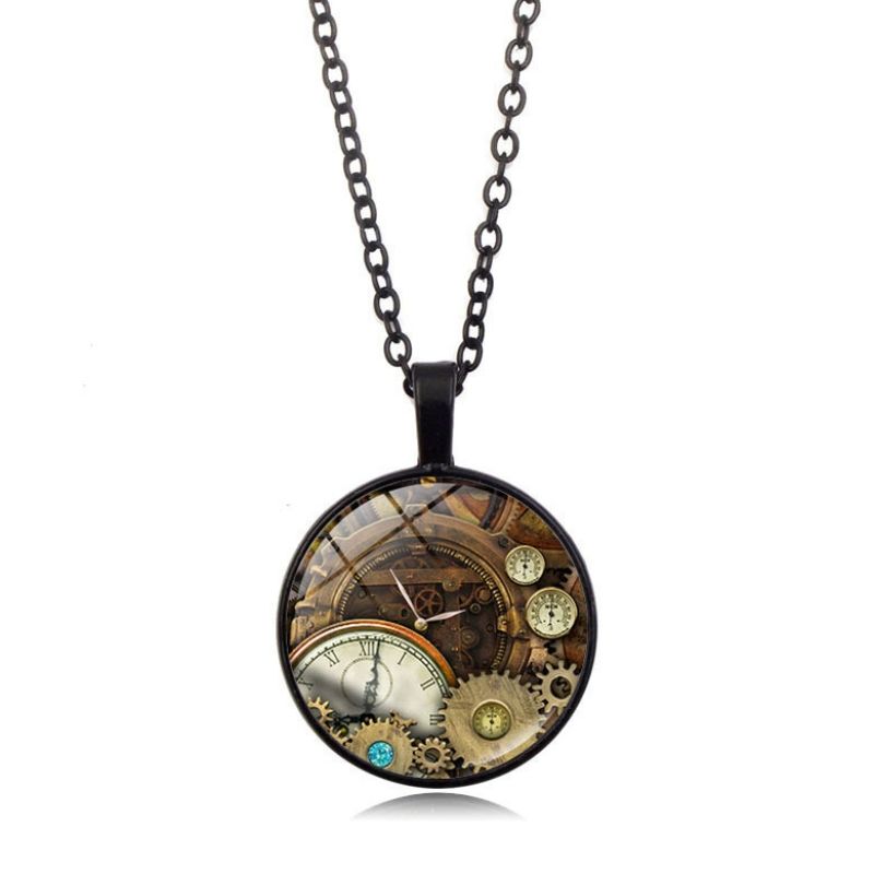 Mechanical Time Gemstone Pendant Necklace CRRSHOP free shipping