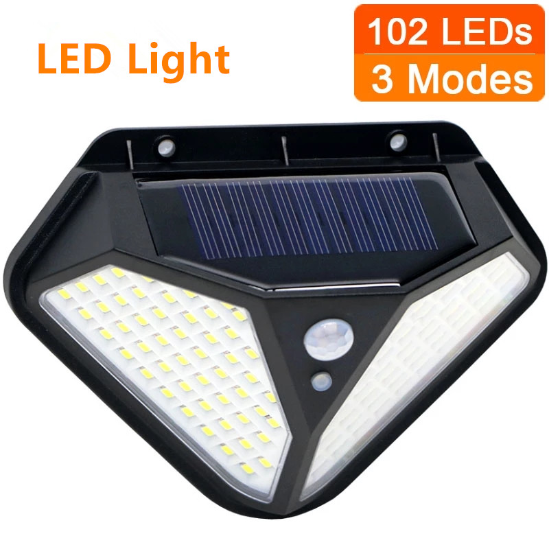 2side 102LED PIR Motion Sensor Solar Energy Street lamp 3 lighting modes Yard Path Home Garden Solar Power Induction Wall Light